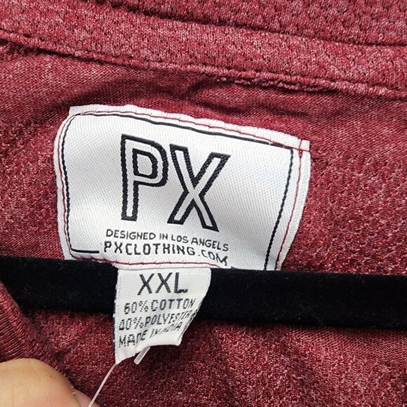 PX Shirt Mens XXL Burgundy Red Long Sleeve Pullover Button Henley *NWT* - Picture 2 of 10